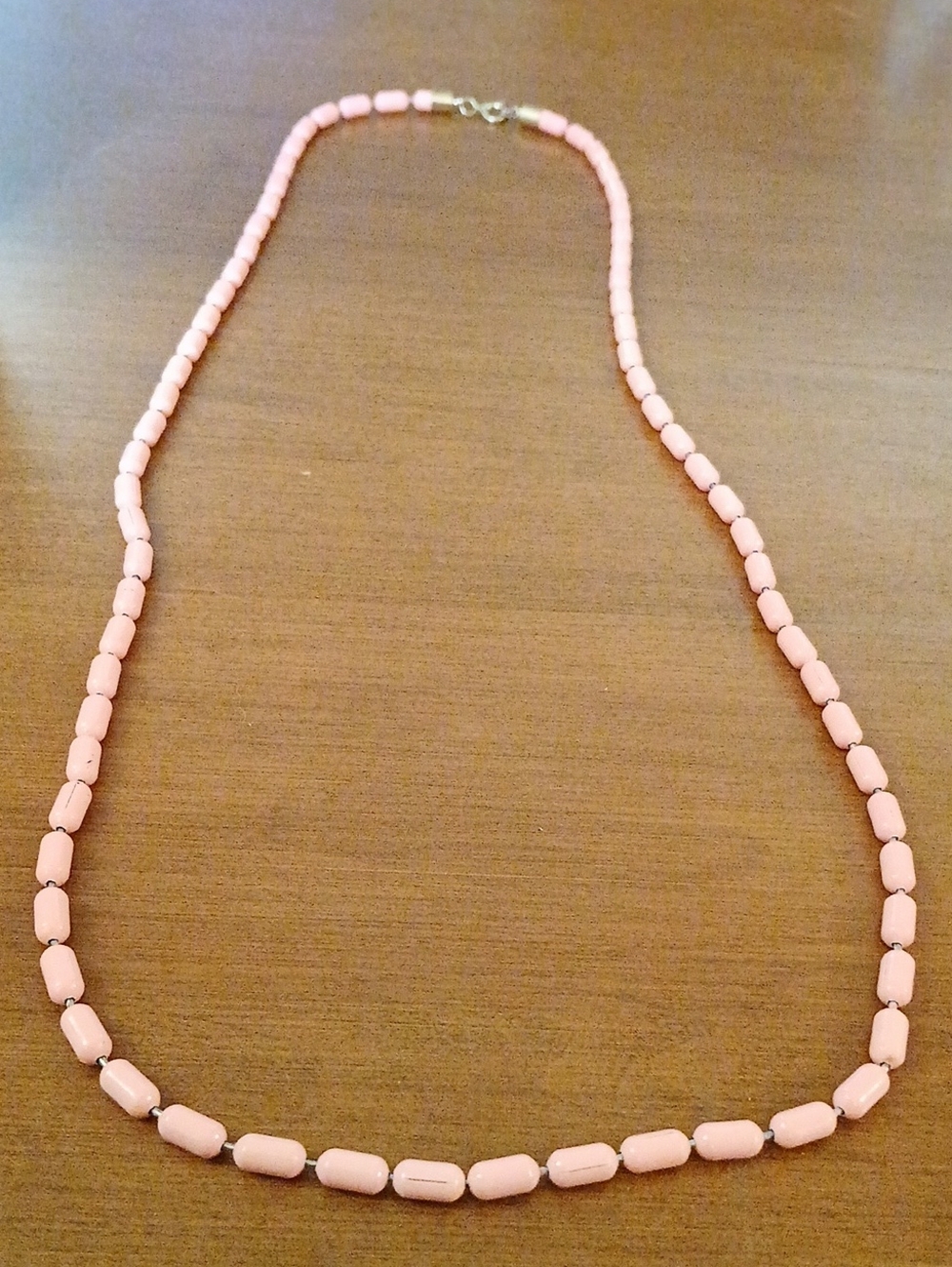 Pink Tic Tac Beaded  30"  Necklace - Classic Minimalist Style Long